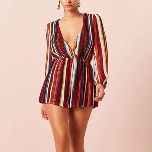 Stripe surplice romper